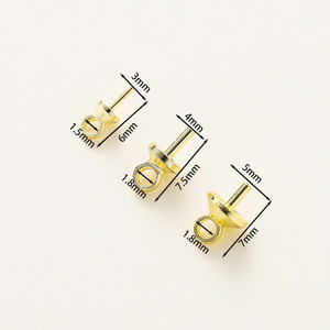 เข็มกลัดทองแดงชุบทอง 18k สำหรับทำต่างหูรูปทรงกลมอุปกรณ์ DIY - Product Image 2