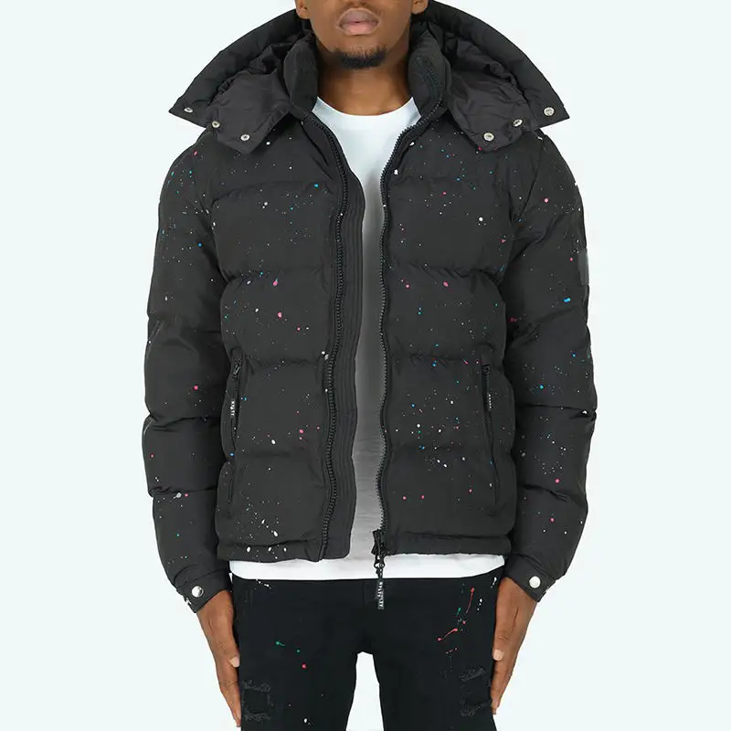 New Fashion Men's Light Weight Bubble Coats Digital Print Outdoor Puffer Jacket