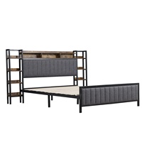Cadre de lit Queen Size en fer et bois au design moderne et épuré, en promotion