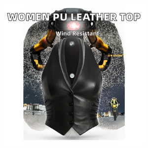 Chaqueta de Motocicleta de Cuero Genuino para Mujer, Cuello en V, Reversible, Acolchada y Bordada, para Invierno y Otoño, con Cierre de Cremallera - Product Image 2