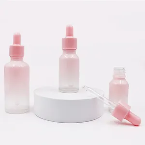 kundendefinierte 15 ml 30 ml 50 ml 100 ml glastropfflasche mit flacher schulter bernsteingrüne dicke haarölserum-glas tropfflasche mit box für ätherisches Öl