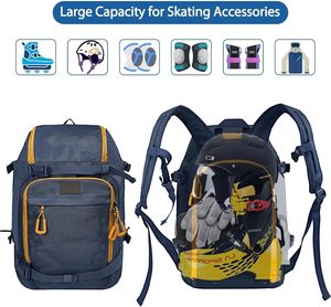 WOLT Roller Skate Bag para Mujeres Hombres, Ice Skate Bag Mochila con Top Casco Bolsillo para Roller Blade Se adapta a los zapatos hasta Us Mens - Product Image 4
