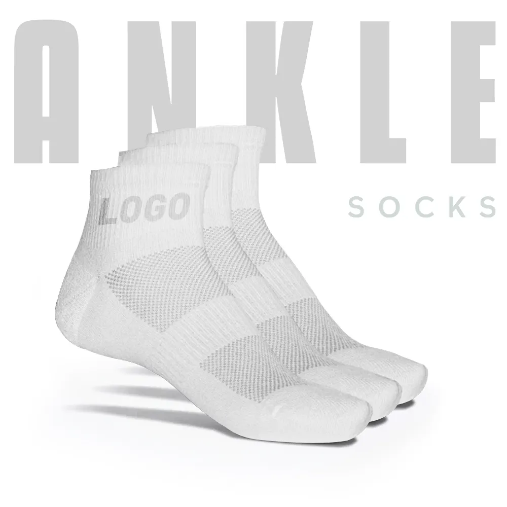 Uron high quality white ankle socks custom logo mens ankle socks black cotton short socks