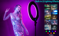 Lámpara de Anillo LED RGB Profesional Tianmei de 36/45/54 cm, 14/18/21 Pulgadas, 45 W, Control por Aplicación, Color HSI RGB, con Trípode