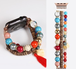 <span class=keywords><strong>Bracelet</strong></span> en perles acryliques faites à la main en <span class=keywords><strong>bois</strong></span> massif de pierre naturelle avec <span class=keywords><strong>bracelet</strong></span> de style bohème pour montre <span class=keywords><strong>Apple</strong></span> pour <span class=keywords><strong>bracelet</strong></span> de montre de bijoux Iwatch - Product Image 1
