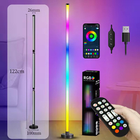 Lámpara de Pie LED de Estilo Nórdico, con Control por Aplicación, USB, para Sala de Estar, Dormitorio, Luz Nocturna, Ambiente para Videojuegos, Decorativa