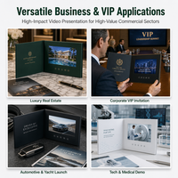 Porte-documents vidéo rigide bordeaux avec écran intégré pour la promotion de montres et de bijoux et les présentations aux clients