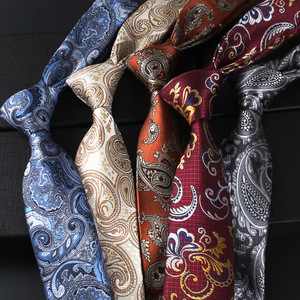 7Cm Chiều Rộng Mới Thiết Kế Kinh Doanh Đám Cưới Người Đàn Ông Tie Màu Xanh Vàng Paisley Cà Vạt - Product Image 1