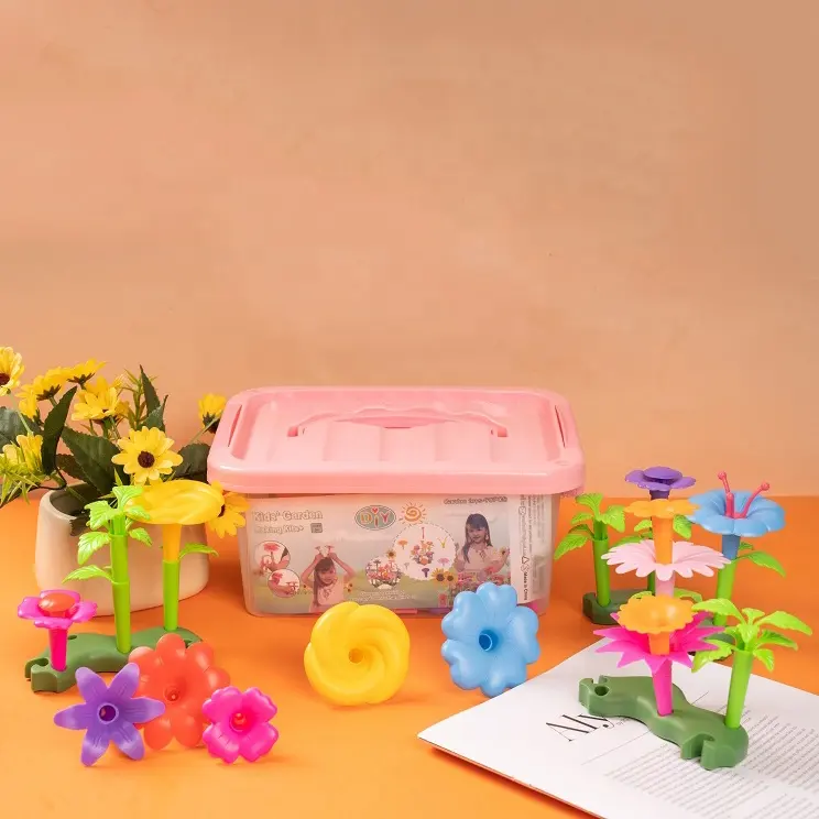 Creativo fai da te piccoli giocattoli da giardino costruzione Bouquet composizione floreale Building Blocks Set di giocattoli educativi per bambini