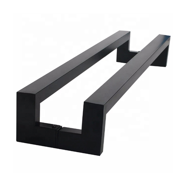 Customized Front Metal Gate Pull Handle Aluminum Long Handle for Office Swing Door Sliding Black Handle