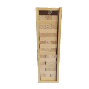 Großhandel natürliche Buche Holz Holz Stapel blöcke Tumbling Tower Brettspiele Holzbau steine Spielzeug Kinder Outdoor-Spiel