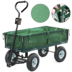 Carrello da Giardino a 4 Ruote Resistente Capacità 350kg con Recinzione Rimovibile in Rete Metallica Piattaforma Multiuso - Product Image 3
