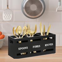 Boîte de rangement pour couverts en bois, vaisselle rustique et support à ustensiles, idéale pour la maison
