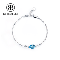 Bracelet en argent avec topaze étoile à six branches, design original avec pierres précieuses incrustées, cadeau parfait pour femme 520