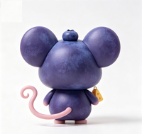 Figurine de souris bleu-bleuets Kawaii personnalisée OEM, en PVC et ABS moulé par injection, mignon rat violet avec boîte mystère de collection, jouet pour cadeau