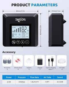 Seaoura SR-206 휴대용 미니 소형 배터리 구동 2구 디지털 온도계 기포 무소음 스마트 어항 산소 펌프 - Product Image 6