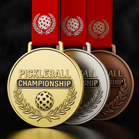 3D Gold Silber Bronze Pickleball-Medaillen mit Individuell Graviertem Design Farbiges Band Metallisches Finish Sport-Auszeichnungs-Medaillenset