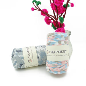 Charmkey <span class=keywords><strong>ganchillo</strong></span> hilo <span class=keywords><strong>de</strong></span> spandex <span class=keywords><strong>de</strong></span> poliéster <span class=keywords><strong>de</strong></span> algodón mezcla <span class=keywords><strong>trapillo</strong></span> Zpaghetti hilo - Product Image 1