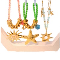Collier tendance plaqué or 18 carats avec pendentif étoile de mer en acier inoxydable, chaîne à maillons de 28 pouces, bijoux pour femme, idéal pour l'été et les vacances à la plage
