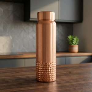 2026 New Launched <b>Copper</b> Water <b>Bottle</b> Green Metallic Body Hammered Base Screw-On Lid Eco-Friendly Reusable Travel Outdoor Hiking - Product Image 4