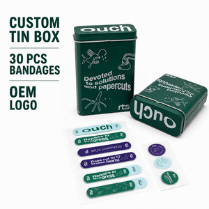 Wholesale Custom Tin Box Printed Bandage <strong>Set</strong> 30PCS Cartoon <strong>Plasters</strong> OEM Logo Adhesive Bandages Metal Case for Promotional Gift - Product Image 1