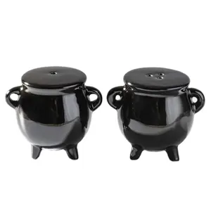 Witches Cauldron Black Magic Spell Potion Ceramic Salt and Pepper Shaker Set