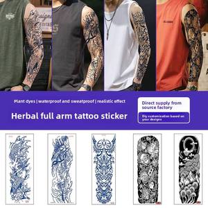 Adesivi per Tatuaggi Temporanei a Braccio Intero per Uomo e <span class=keywords><strong>Donna</strong></span>, a Base di Erbe, Design Floreale Americano e Cinese - Product Image 3