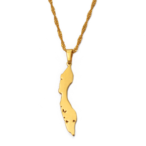 Collares con colgante de <span class=keywords><strong>mapa</strong></span> de las <span class=keywords><strong>islas</strong></span> de Curacao de acero inoxidable Mapas de joyería chapados en oro de 18K #018921 - Product Image 3