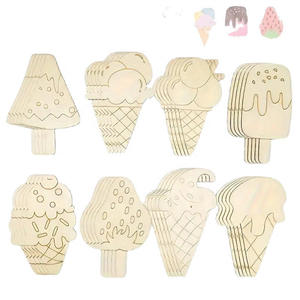 อุปกรณ์ตกแต่งแบบแขวนทำจากไม้ที่ยังไม่เสร็จสิ้น8ชิ้นสไตล์ไอศกรีมศิลปะไม้สุดสร้างสรรค์สำหรับเด็กฤดูร้อน - Product Image 4