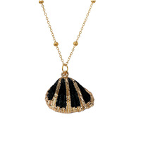 Collier tendance en coquille d'ormeau pour femme, collection Océan, avec chaîne gourmette, coquillage naturel pour la plage
