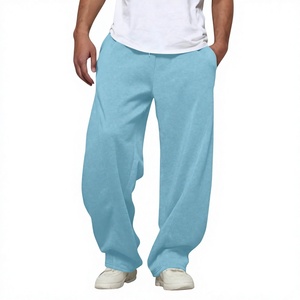 Pantalones de chándal de felpa tejida para hombre, OEM, al por mayor, holgados, de corte suelto, con cintura elástica, cordón y bolsillos, de pierna ancha - Product Image 4