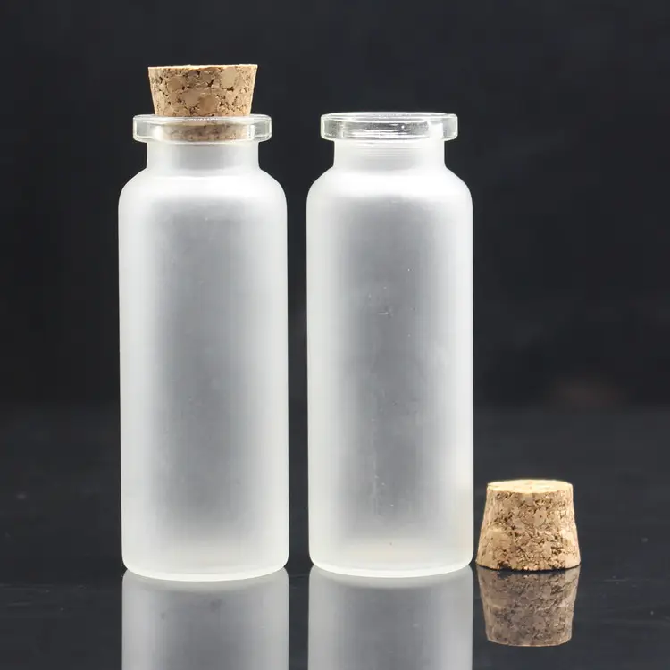 Wholesale Mini Wishing Bottle 5ml 10ml 15ml 20ml 25ml Glass Vials Custom Logo Clear Glass Match Storage Jar With Cork Stopper