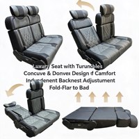 Siège banquette de luxe 2 places 1+1 avec réglage indépendant du dossier, pliable en lit, pour modification de camping-car, fourgonnette, bus