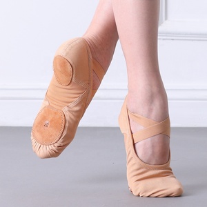 Chaussons <span class=keywords><strong>de</strong></span> danse plats pour femmes adultes E2521, en toile à semelle fendue, pour l'entraînement <span class=keywords><strong>de</strong></span> danse et les exercices d'étirement - Product Image 1