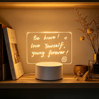 Veilleuse LED 3D DIY avec tableau d'affichage acrylique réinscriptible et créatif, idéale comme cadeau