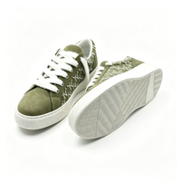 Nouvelles baskets tendance pour femmes à bout rond, vert armée, imprimé intégral, lacets épais et moelleux, chaussures pour tous les jours