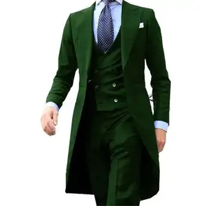 Traje clásico a medida para hombre, chaqueta ajustada de 3 piezas (abrigo, chaleco y pantalones)
