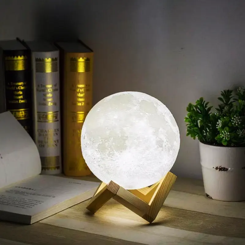 3D مصباح قمري قابلة للشحن 7 ألوان التحكم مصباح قمري المصابيح أضواء تغيير عن بعد LED القمر ضوء 3d