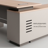 Bureau de direction en bois personnalisé au design moderne, bureau de luxe en forme de L pour PDG, table d'usine