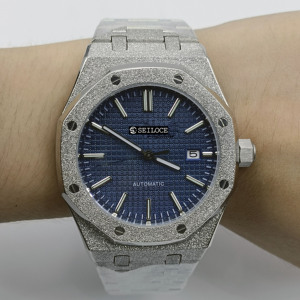 Nouvelle montre-bracelet mécanique de luxe en acier inoxydable, design tendance, cadran bleu, style business pour homme - Product Image 5