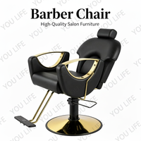 Fauteuil de Barbier Commercial Inclinable à Rotation 360° et Hauteur Réglable pour Salons de Coiffure, Écoles de Beauté, Hôtels et Salons à Domicile