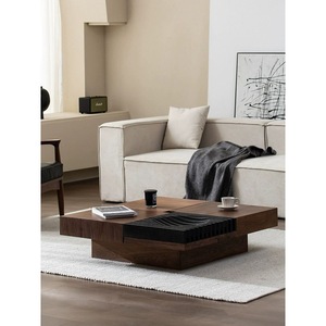 <b>Modern</b> Walnut <b>Coffee</b> <b>Table</b> With Storage <b>Black</b> Walnut Wood Living Room Furniture Solid Wood Minimalist Design - Product Image 4