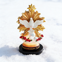 Sculpture en résine Colombe de l'Esprit Saint avec lumière LED, Ornement de décoration religieuse pour la maison