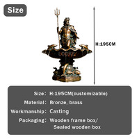 Grand Ange de Jardin d'Extérieur de Luxe en Laiton Moulé Sculpture Mythologie Grecque Dieu de la Mer Fontaine Statue
