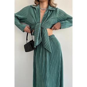 Conjunto de Camisa Acanalada Color Menta y Falda Larga - Color Menta - Product Image 5