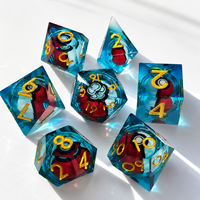 Jeu de dés DND en résine brillante rouge doré transparente, 7 pièces, dés polyédriques à bords vifs, pour jeux de rôle sur table Dungeons & Dragons