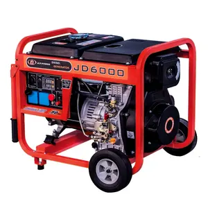 Penjualan Laris Pasokan Pabrik Generator Mesin Las Diesel 4 Tak Portabel 5KW untuk Digunakan Di Rumah dengan Roda dan Pegangan