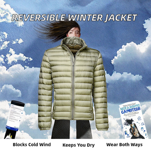 Hot Selling Custom Stand Collar Men's Winter Woolen <b>Jacket</b> Zipper Bubble Design Polyester <b>Waterproof</b> Outdoor <b>Padded</b> Reversible - Product Image 2