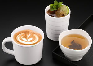 Tasse de dîner de restaurant facile à laver avec LOGO personnalisé tasse de thé en plastique mélamine blanche pour la restauration - Product Image 4