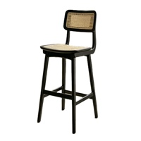 Tabouret de bar en bois massif, chaise haute, style nordique moderne, style japonais, style décontracté d'Asie du Sud-Est, pour usage domestique, avec dossier et accoudoirs, style Instagram